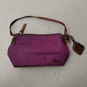 Elegant Purple Clutch with Brown Accents